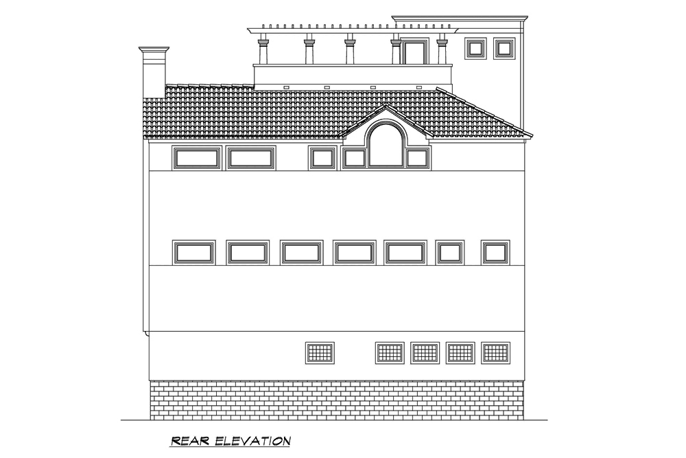 Home Plan Rear Elevation of this 4-Bedroom,4225 Sq Ft Plan -195-1192
