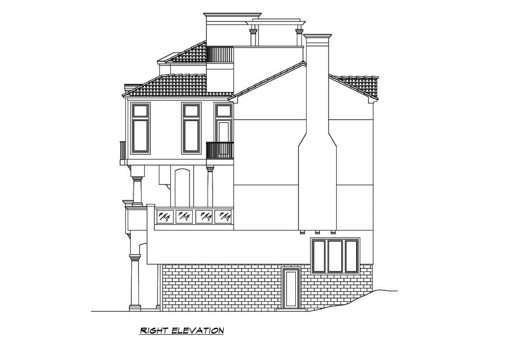 Home Plan Right Elevation of this 4-Bedroom,4225 Sq Ft Plan -195-1192