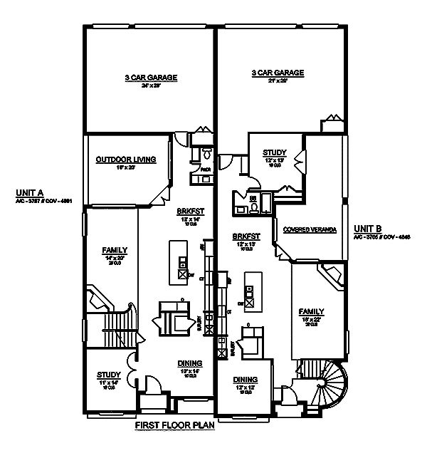 Floor Plan First Story of Multi-Unit Plan #195-1193