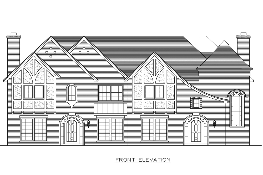 Home Plan Front Elevation of this 8-Bedroom,7416 Sq Ft Plan -195-1193