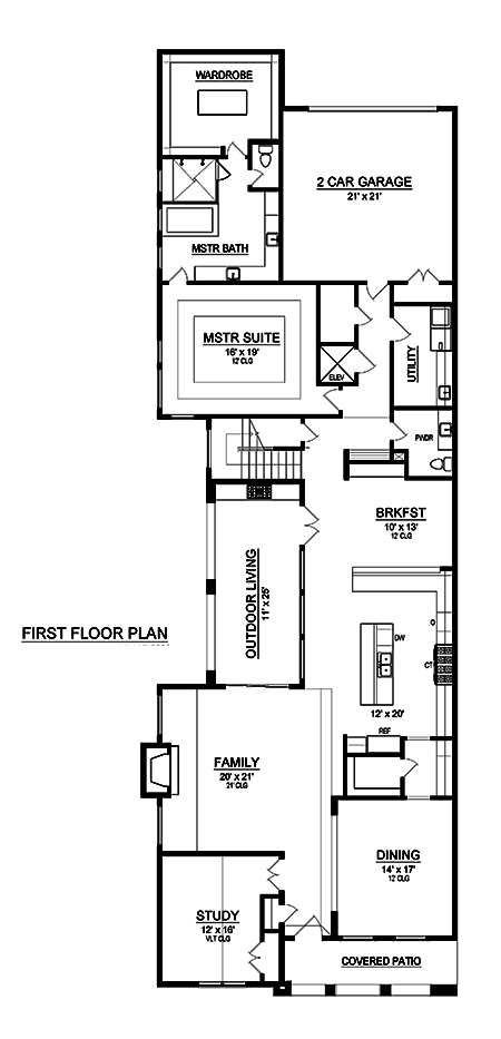 Floor Plan First Story of Cottage Plan #195-1194