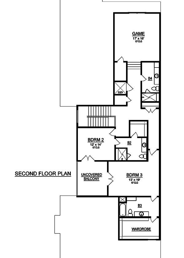 Floor Plan Second Story of Cottage Plan #195-1194