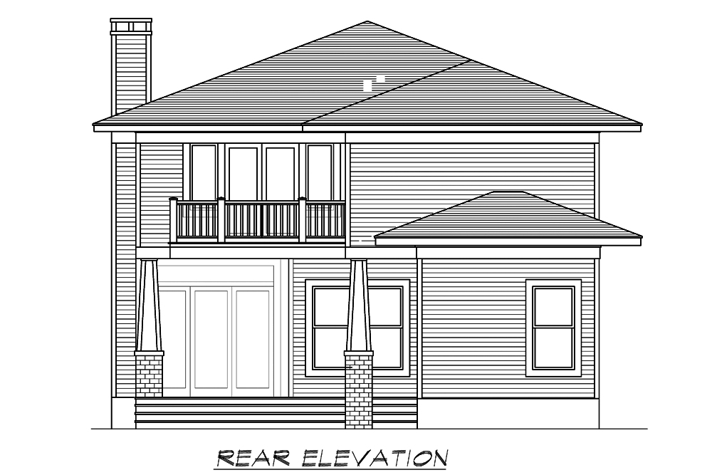 Home Plan Rear Elevation of this 4-Bedroom,3245 Sq Ft Plan -195-1195