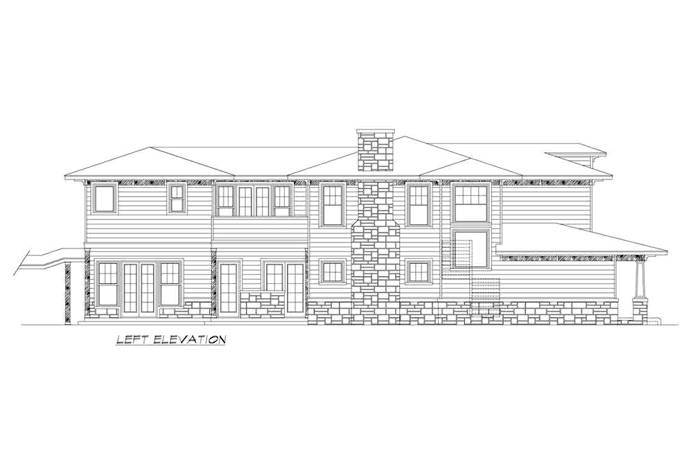 Home Plan Left Elevation of this 3-Bedroom,3372 Sq Ft Plan -195-1198