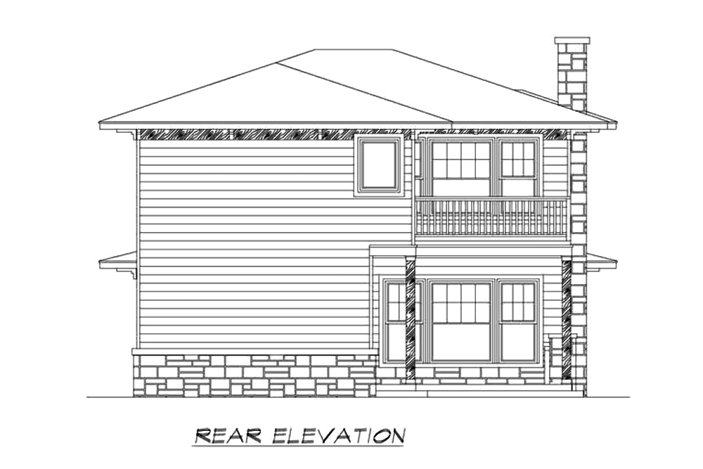 Home Plan Rear Elevation of this 3-Bedroom,3372 Sq Ft Plan -195-1198