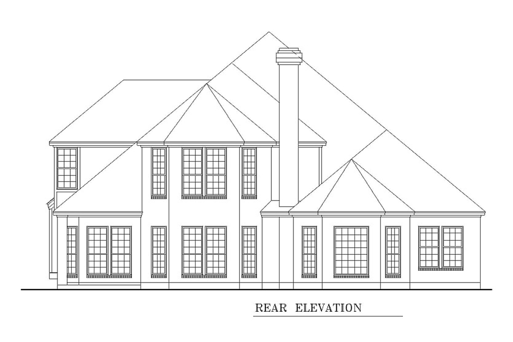 Home Plan Rear Elevation of this 4-Bedroom,3828 Sq Ft Plan -195-1199
