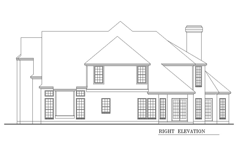 Home Plan Right Elevation of this 4-Bedroom,3828 Sq Ft Plan -195-1199