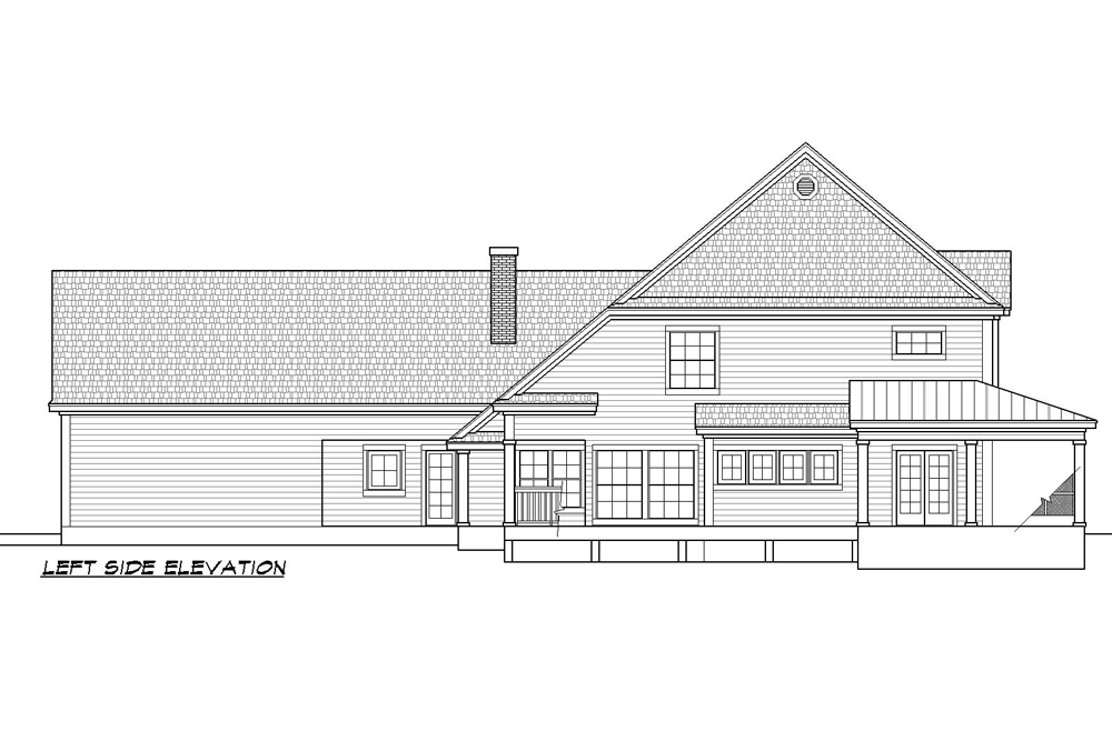 Home Plan Left Elevation of this 3-Bedroom,2762 Sq Ft Plan -195-1200