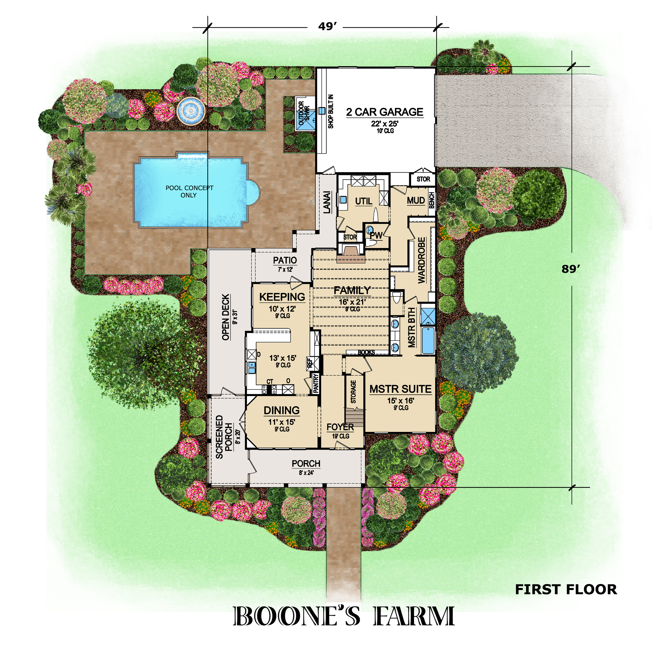 Floor Plan Main Level of Traditional Plan #195-1200