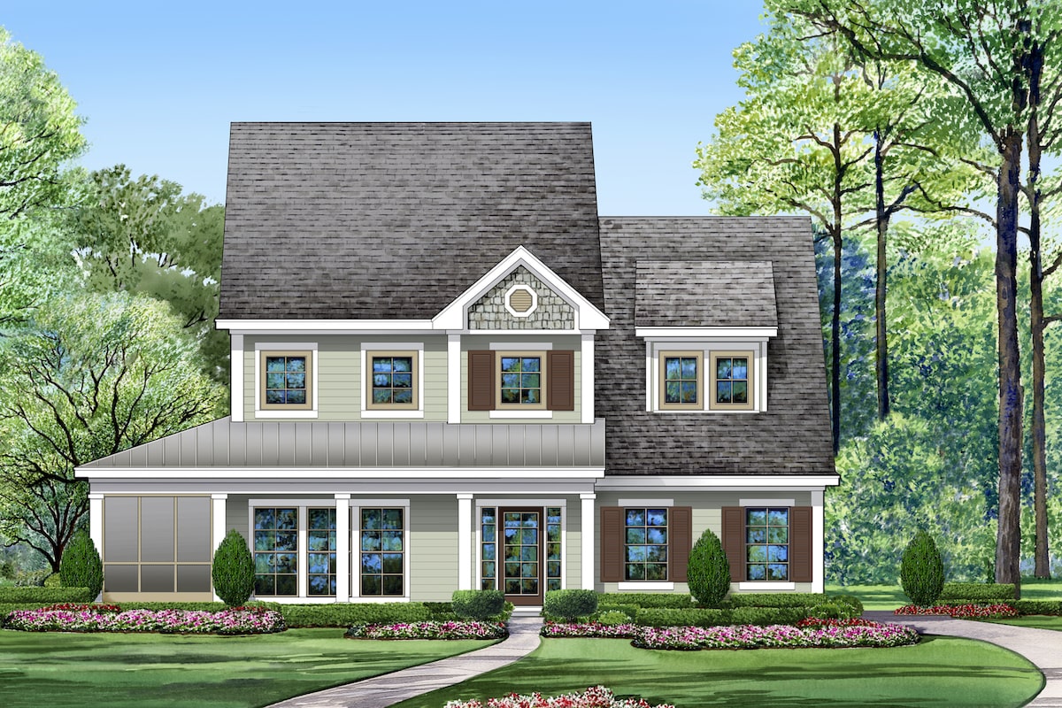 Front elevation of Traditional home (ThePlanCollection: House Plan #195-1200)