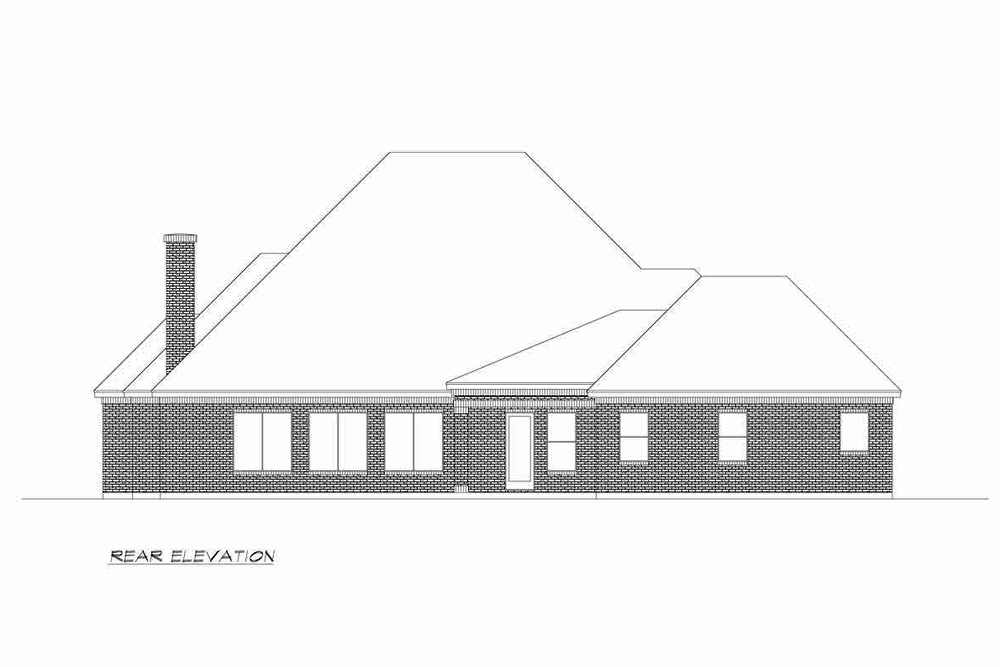 Home Plan Rear Elevation of this 4-Bedroom,3010 Sq Ft Plan -195-1201