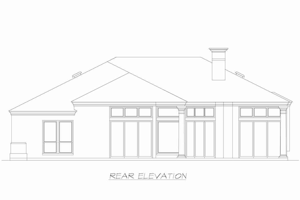 Home Plan Rear Elevation of this 3-Bedroom,2836 Sq Ft Plan -195-1202