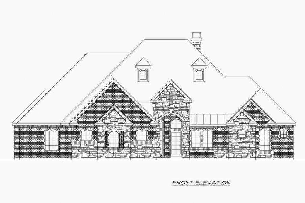 Home Plan Front Elevation of this 4-Bedroom,3895 Sq Ft Plan -195-1203