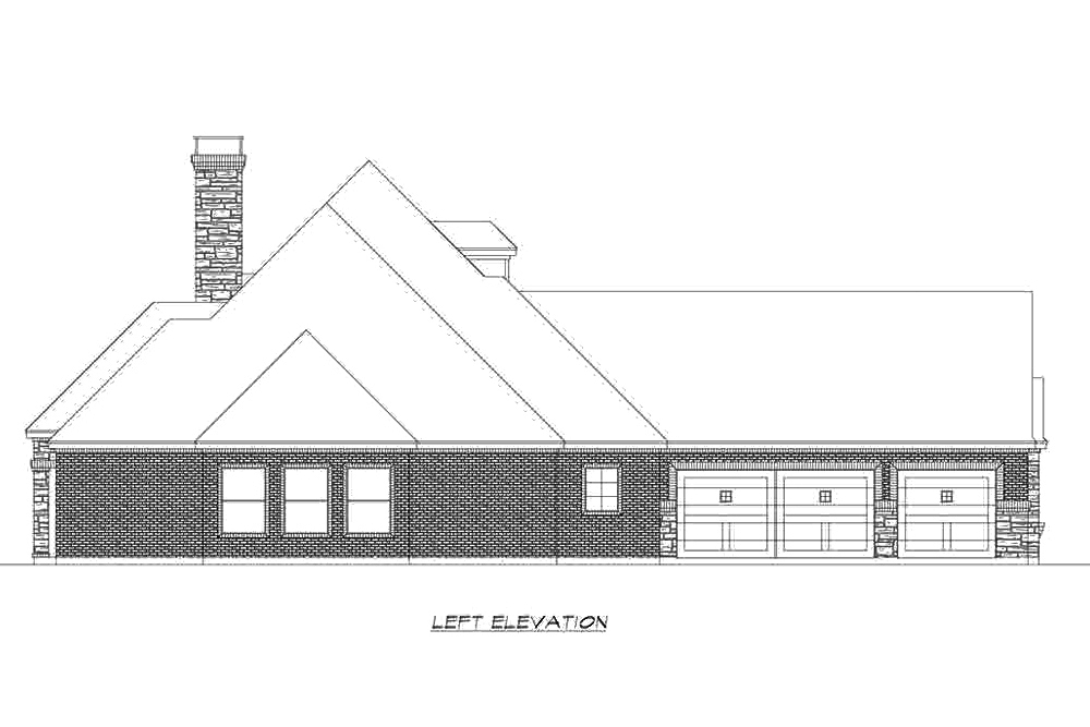 Home Plan Left Elevation of this 4-Bedroom,3895 Sq Ft Plan -195-1203