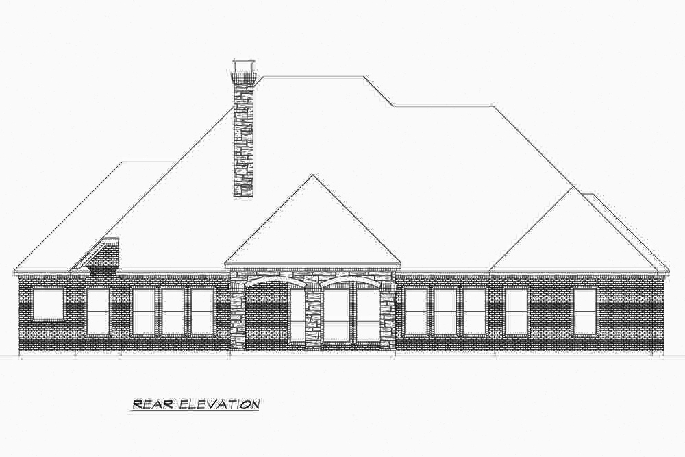 Home Plan Rear Elevation of this 4-Bedroom,3895 Sq Ft Plan -195-1203