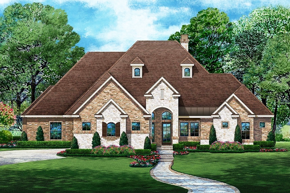 Front View of this 4-Bedroom, 3895 Sq Ft Plan - 195-1203