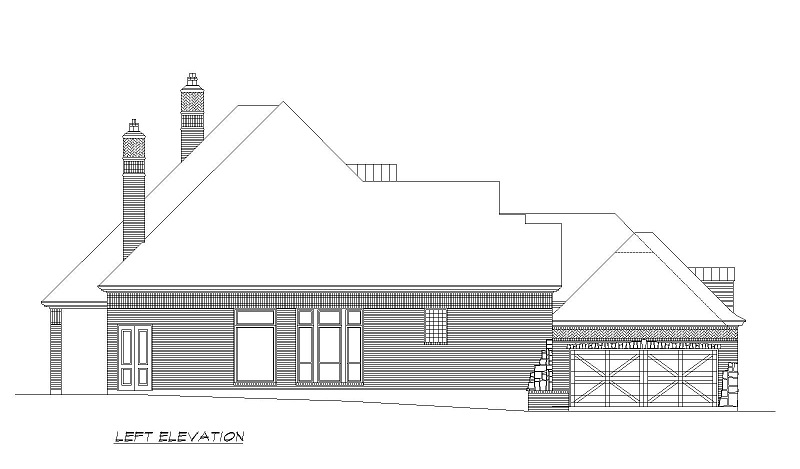 Home Plan Left Elevation of this 3-Bedroom,2338 Sq Ft Plan -195-1205