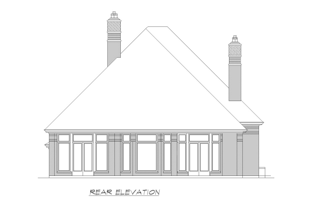 Home Plan Rear Elevation of this 3-Bedroom,2338 Sq Ft Plan -195-1205