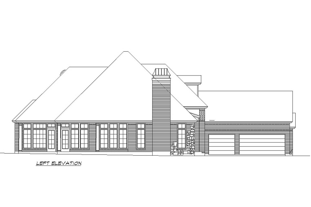 Home Plan Left Elevation of this 3-Bedroom,2572 Sq Ft Plan -195-1206