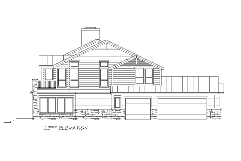 Home Plan Left Elevation of this 4-Bedroom,3990 Sq Ft Plan -195-1207