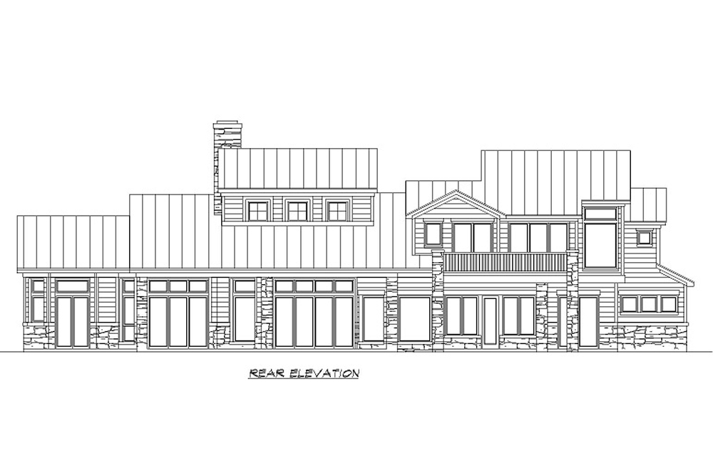Home Plan Rear Elevation of this 4-Bedroom,3990 Sq Ft Plan -195-1207