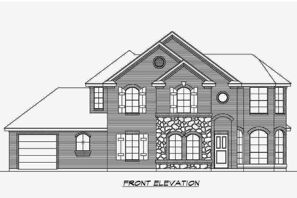 Home Plan Front Elevation of this 4-Bedroom,3110 Sq Ft Plan -195-1209