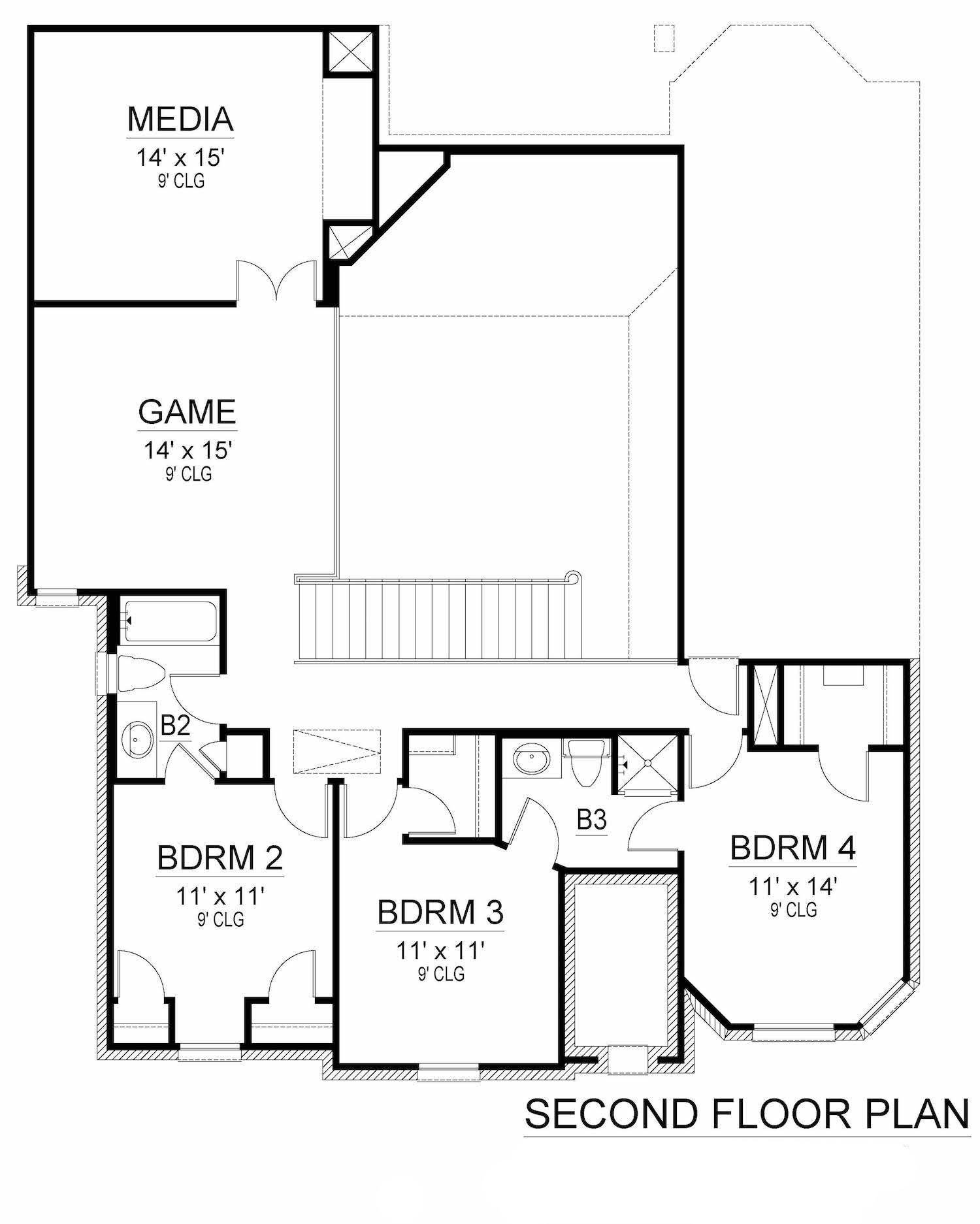 Floor Plan Upper Level of Tudor Plan #195-1209
