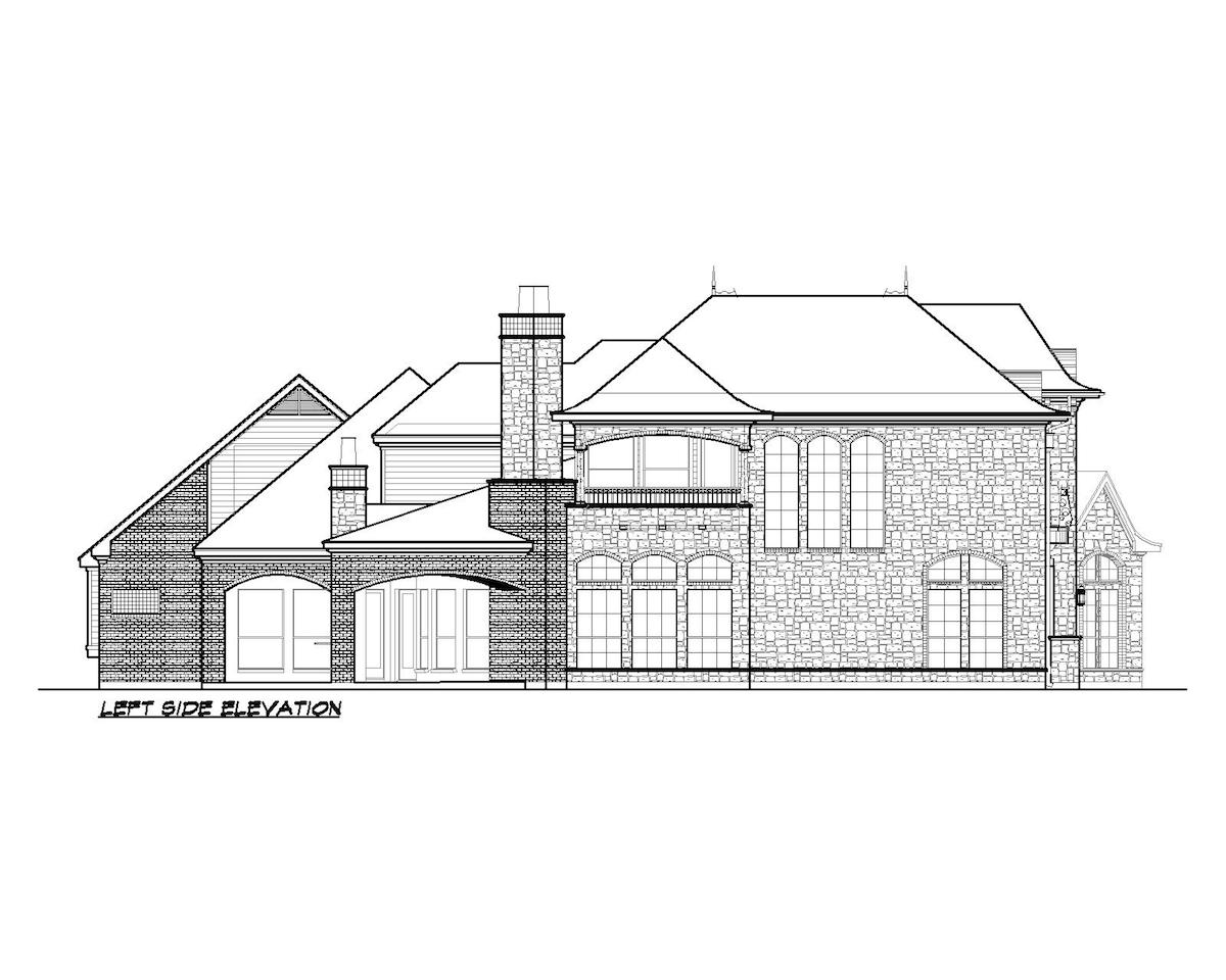 Home Plan Left Elevation of this 4-Bedroom,4671 Sq Ft Plan -195-1211