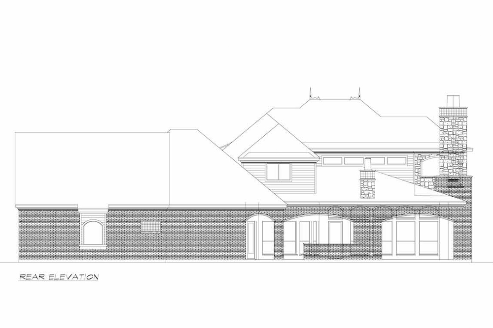 Home Plan Rear Elevation of this 4-Bedroom,4671 Sq Ft Plan -195-1211