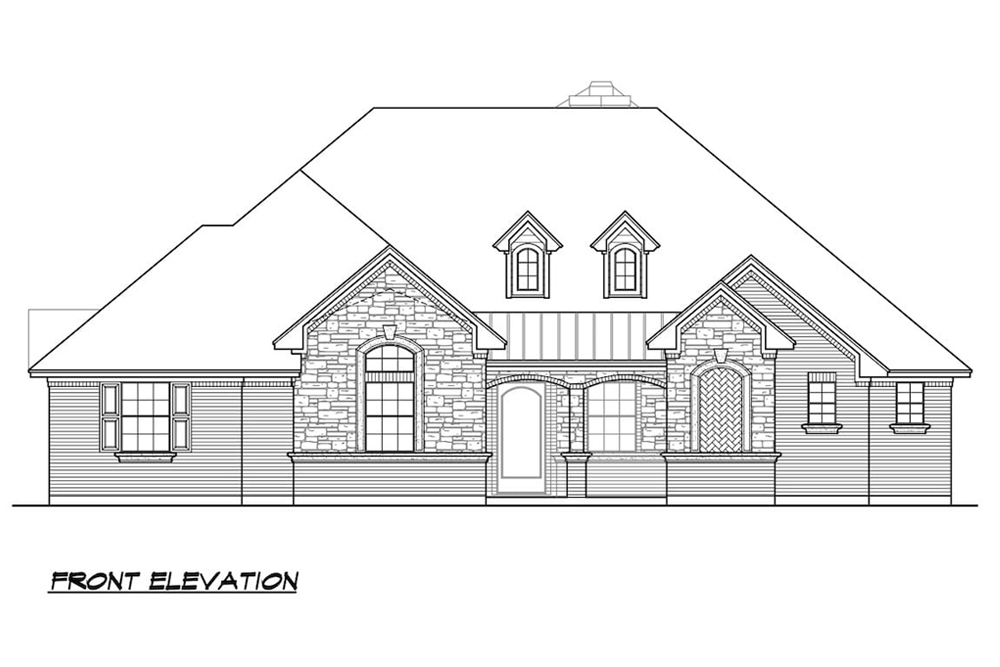 Home Plan Front Elevation of this 4-Bedroom,3414 Sq Ft Plan -195-1212