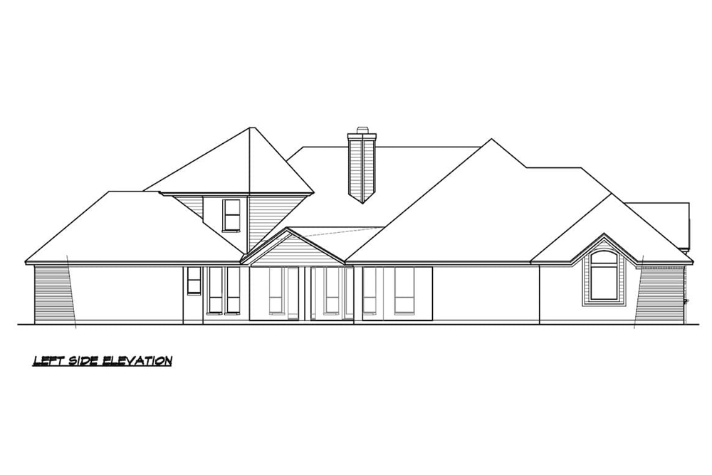 Home Plan Left Elevation of this 4-Bedroom,3414 Sq Ft Plan -195-1212