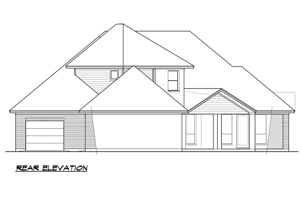 Home Plan Rear Elevation of this 4-Bedroom,3414 Sq Ft Plan -195-1212