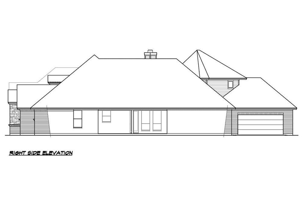 Home Plan Right Elevation of this 4-Bedroom,3414 Sq Ft Plan -195-1212