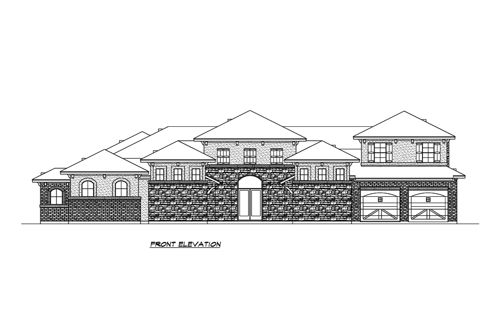 Home Plan Front Elevation of this 3-Bedroom,3084 Sq Ft Plan -195-1213