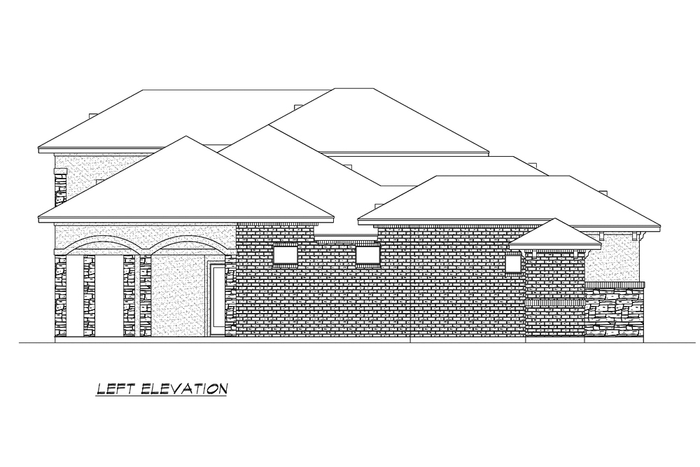 Home Plan Left Elevation of this 3-Bedroom,3084 Sq Ft Plan -195-1213