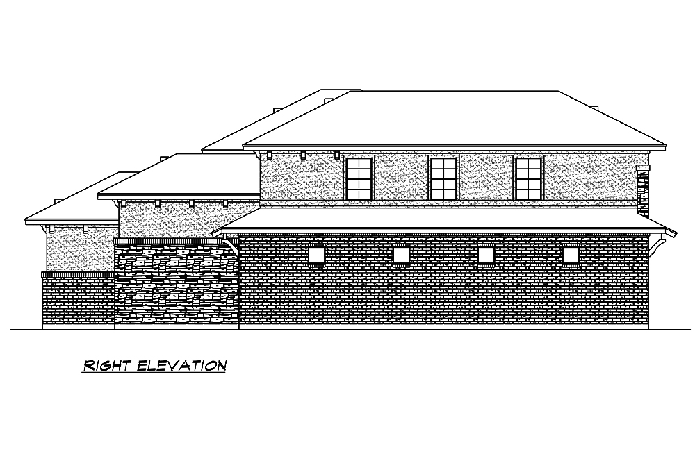 Home Plan Right Elevation of this 3-Bedroom,3084 Sq Ft Plan -195-1213