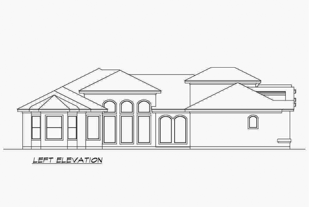 Home Plan Left Elevation of this 4-Bedroom,3153 Sq Ft Plan -195-1214