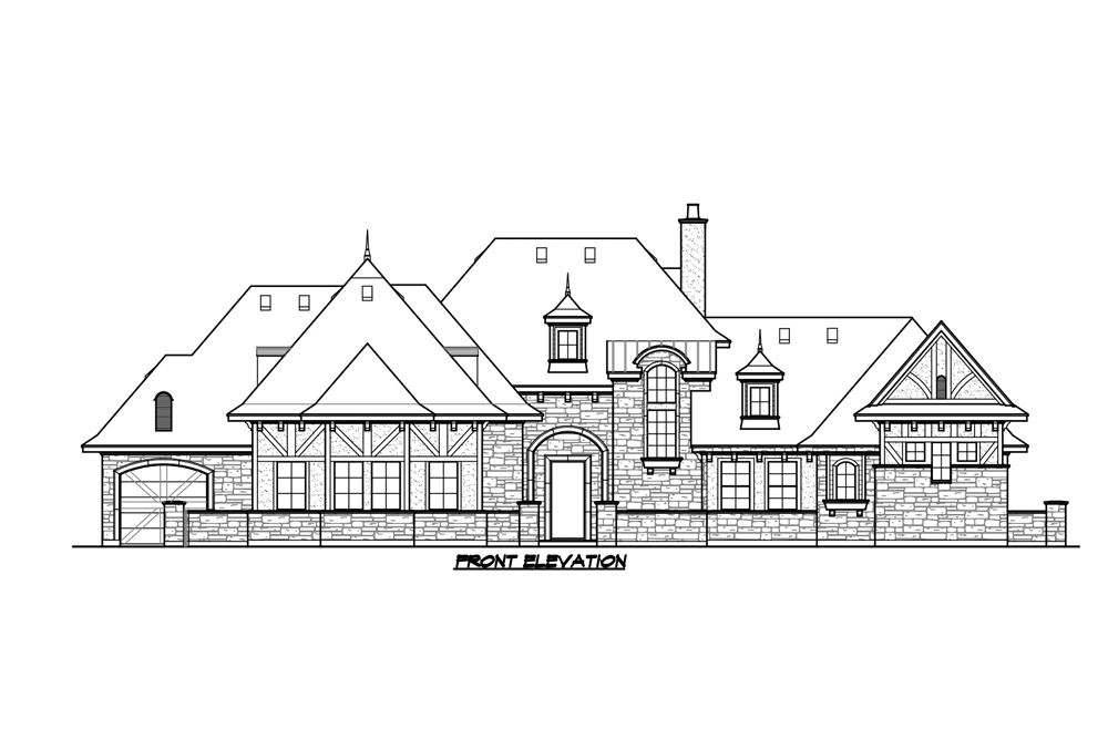 Home Plan Front Elevation of this 5-Bedroom,5295 Sq Ft Plan -195-1215