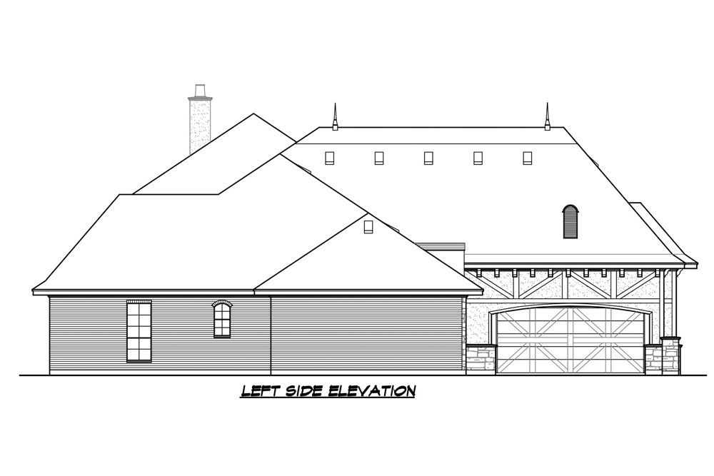 Home Plan Left Elevation of this 5-Bedroom,5295 Sq Ft Plan -195-1215