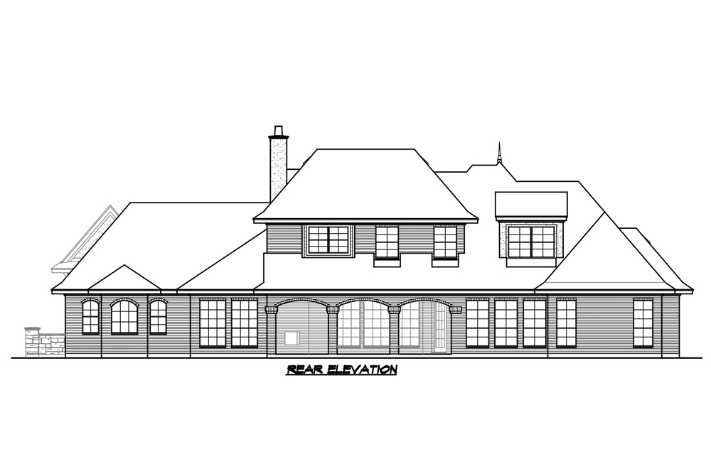 Home Plan Rear Elevation of this 5-Bedroom,5295 Sq Ft Plan -195-1215