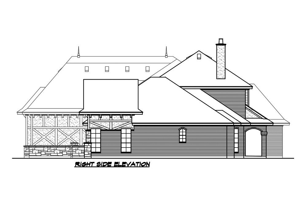 Home Plan Right Elevation of this 5-Bedroom,5295 Sq Ft Plan -195-1215