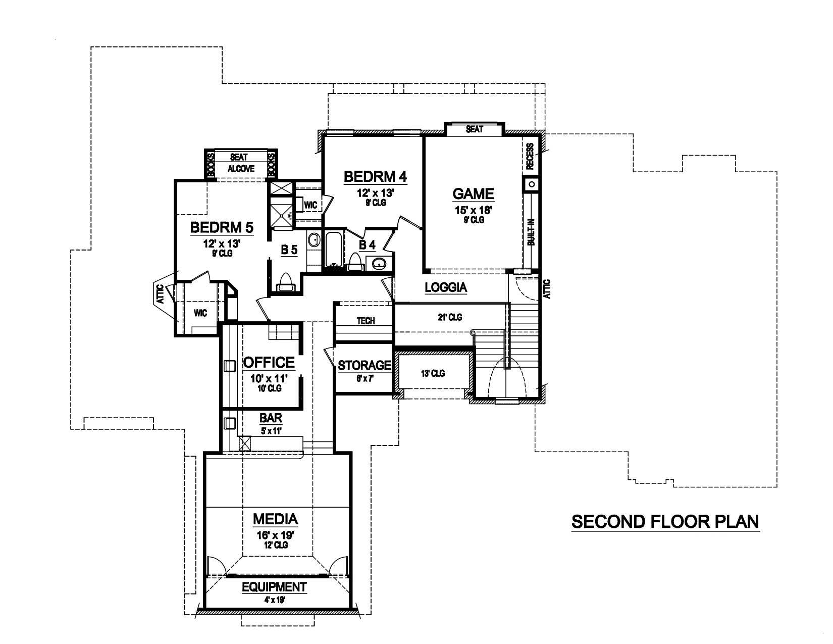 Floor Plan Upper Level of Mediterranean Plan #195-1215