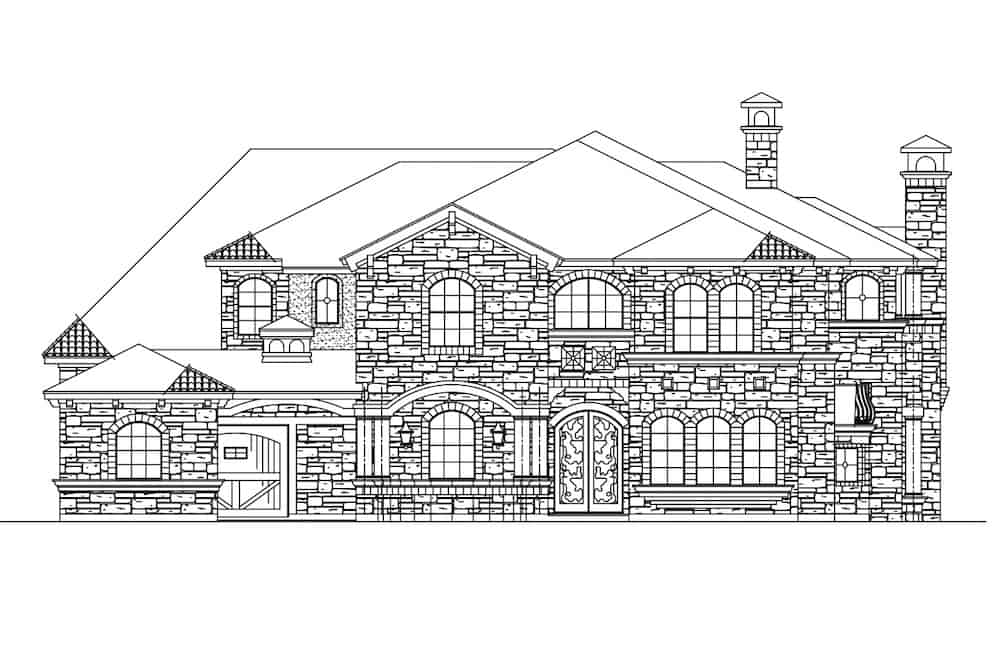 Home Plan Front Elevation of this 4-Bedroom,6093 Sq Ft Plan -195-1217