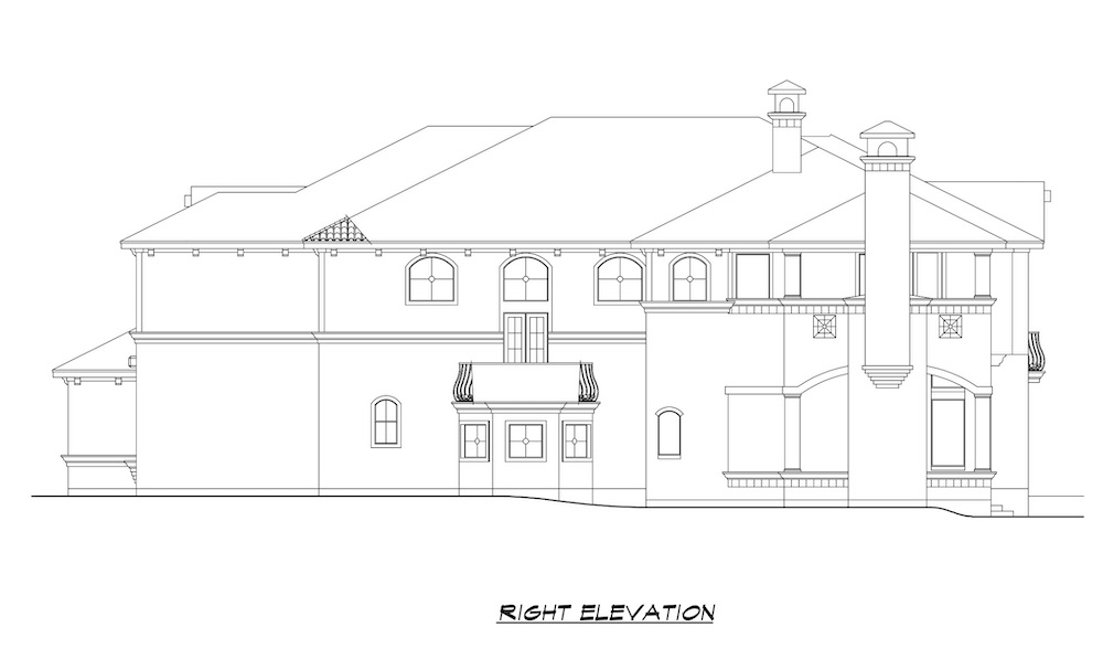 Home Plan Right Elevation of this 4-Bedroom,6093 Sq Ft Plan -195-1217