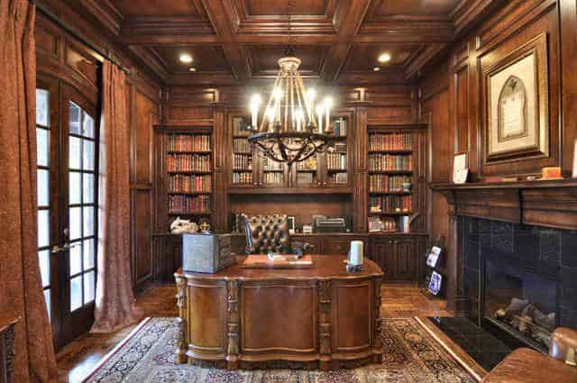 Home Office: Library of this 4-Bedroom,6093 Sq Ft Plan -6093