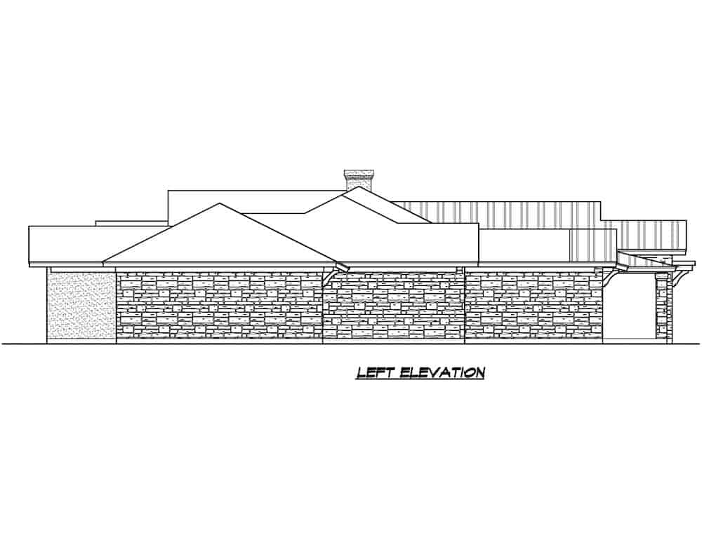 Home Plan Left Elevation of this 3-Bedroom,2815 Sq Ft Plan -195-1220