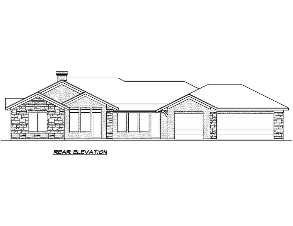 Home Plan Rear Elevation of this 3-Bedroom,2815 Sq Ft Plan -195-1220