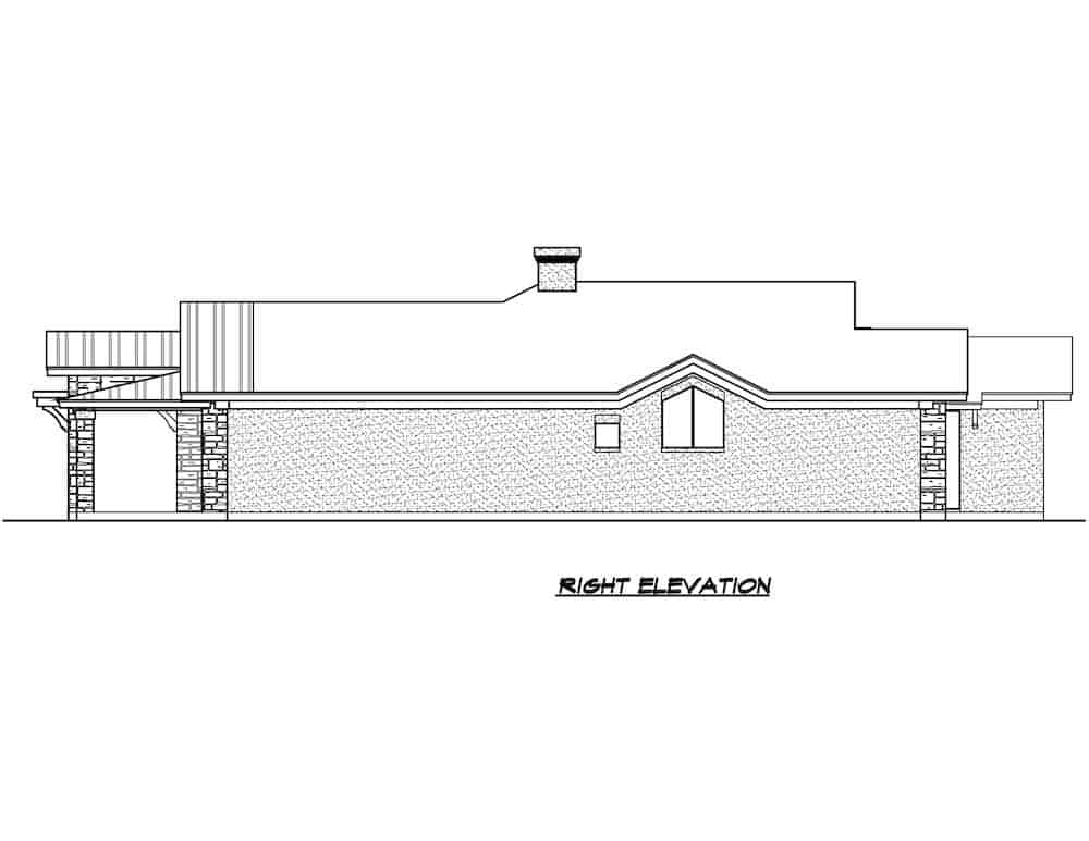 Home Plan Right Elevation of this 3-Bedroom,2815 Sq Ft Plan -195-1220