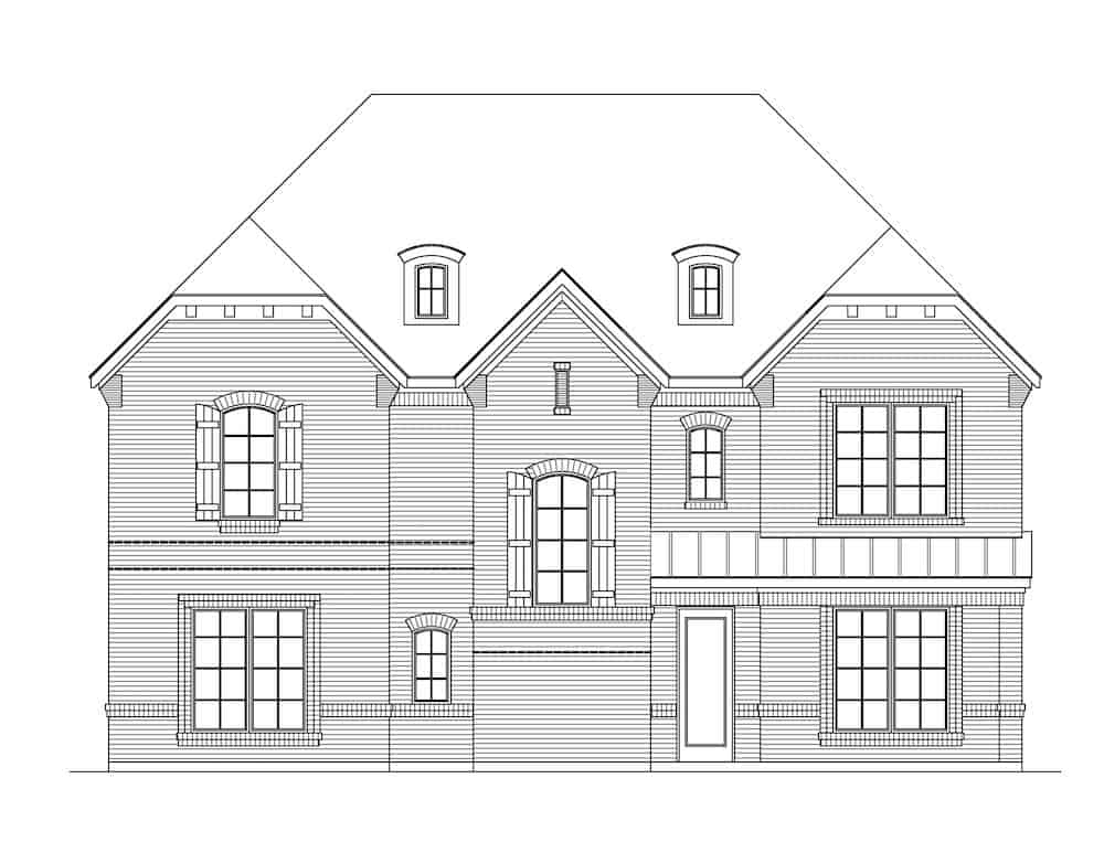 Home Plan Front Elevation of this 4-Bedroom,3872 Sq Ft Plan -195-1222