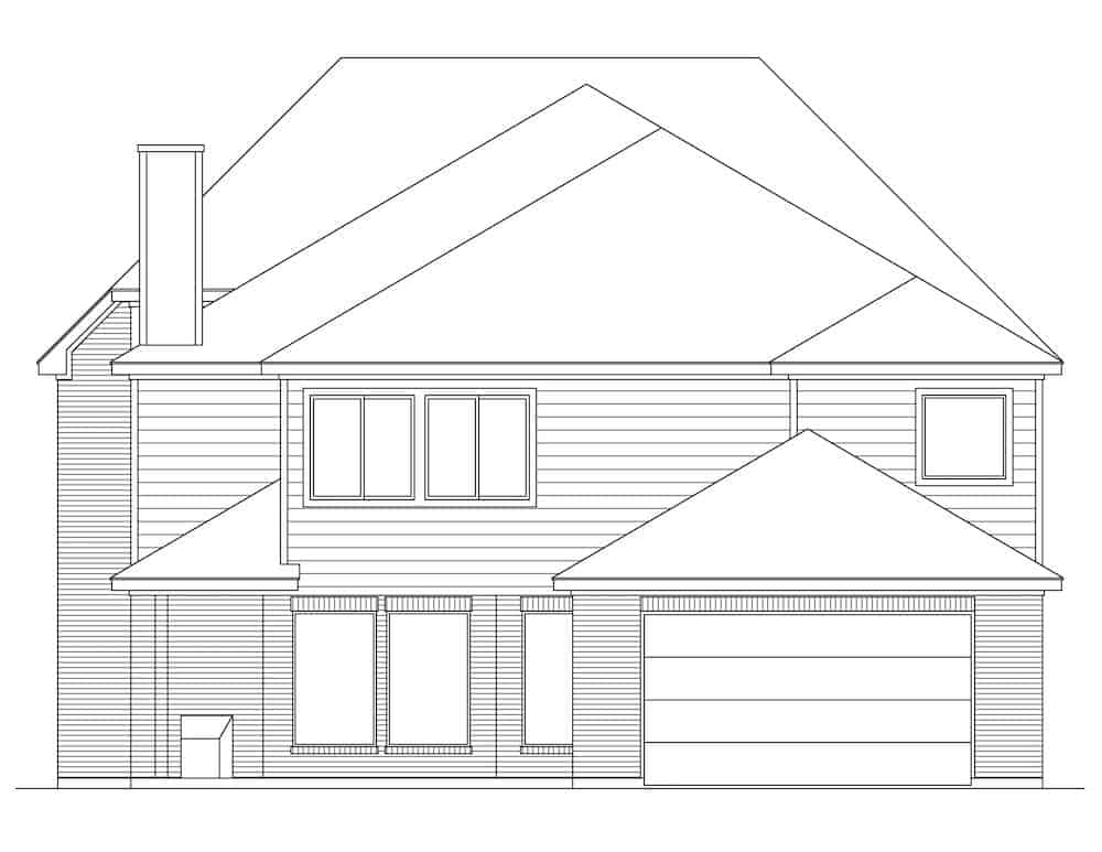 Home Plan Rear Elevation of this 4-Bedroom,3872 Sq Ft Plan -195-1222